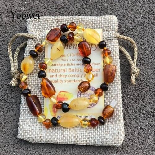 Yoowei 32cm 7g Amber Necklace for Baby Baltic Amber New Style Women Fashion Gift for Birthday Unique Amber Jewelry Wholesale