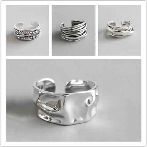 2021 Punk Cool Hip Pop Rings Geometry Irregular Open Rings for Women Vintage Cross Twist Metal Finger Rings Jewelry Party Gift