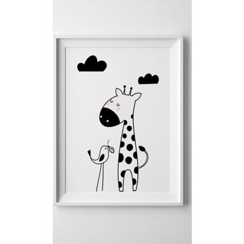 Giraffe and me canvas painting for baby nursery toddler girl or boy room art poster gender neutral nursery decor and wall art