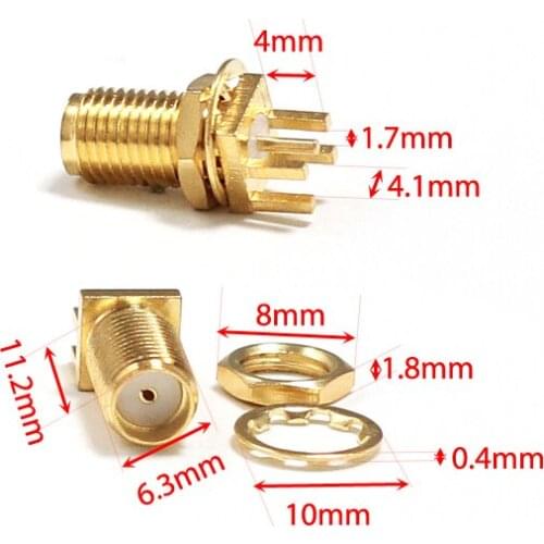 Lots of 10pcs SMA jack nut Female End Launch PCB RF Connector Edge Mount Short Version Wholesale Fast Shipping