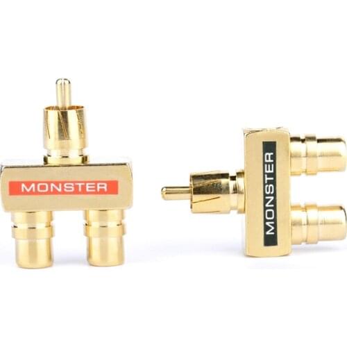 1 RCA Male To 2 RCA Female Plug Gold Plated Copper AV Audio Adapter