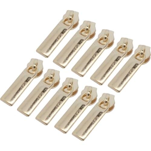 10 Pieces Fashion Alloy Gold Zip Puller/Zipper Pull Sliders Head Zipper Repair Kit 7x25mm for Clothes Bag Jeans Qulit