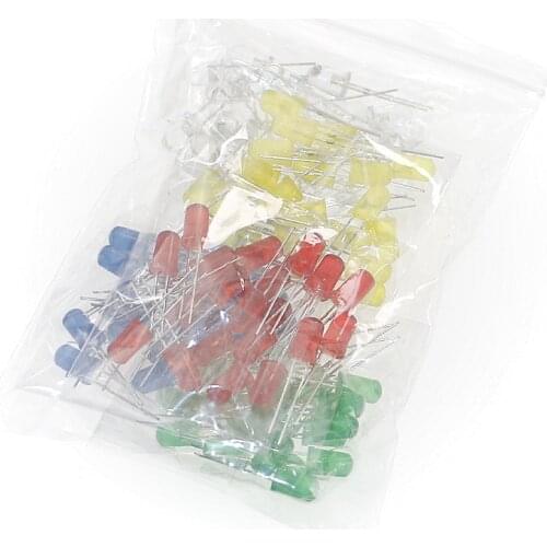 100pcs/lot F5 LED Diode 5mm LED Light Assorted Kit DIY Warm white Red Blue Green UV Orange Yellow Pink Color