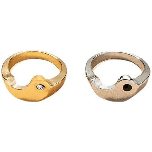 2021 Ins Trendy Gold Black Chinese Yin Yang Tai Ji Geometric Minimalism Finger Rings Korean Fashion Women Party Jewelry