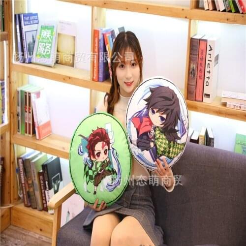 35CM Japan anime Demon Slayer Kimetsu no Yaiba Tanjirou Nezuko Agatsuma Zenitsu Double sided printing Soft plush toy doll Pillow