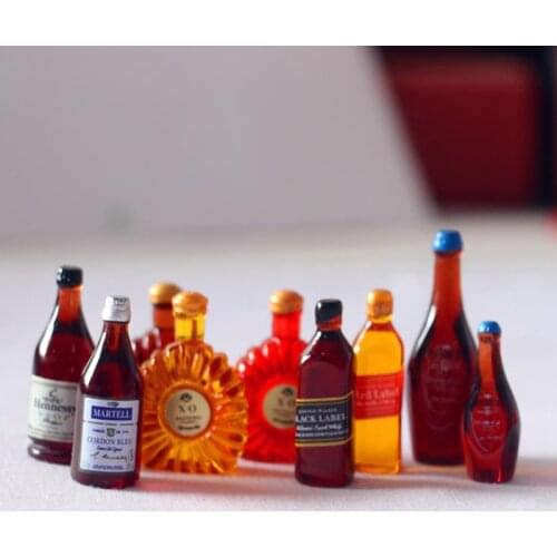 5Pcs 1/12 Dollhouse Miniature Accessories Mini Wine Bottle Simulation Drinks Model Toys For Doll House Decoration