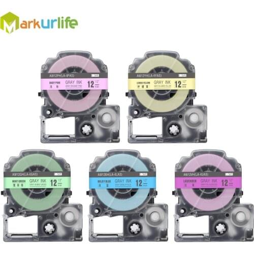 5-Pack Compatible SW12PH SW12YH SW12GH SW12BH SW12VH Label Tape Cartridges Work with LabelWorks LW-300 LW-400 LW-700 Label Maker