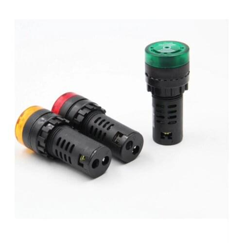 AD16-16SM 16mm 12V 24V 110V 220V Flash Signal Light Red warning Buzzer Beep Alarm plastic Indicator Red Green Yellow