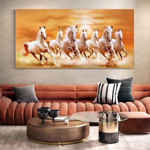 Running Horses Animals Canvas Paintings on the Wall Art Posters And Prints Sunset Landscape Canvas Art Pictures Wall Decor
