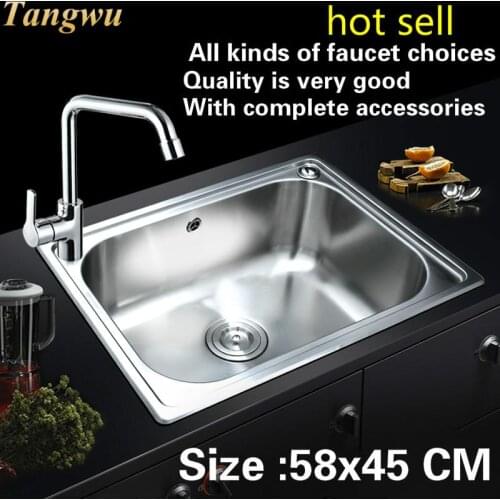 Free shipping Hot sell high quality luxury balcony kitchen single trough sink standard 304 food-grade stainless steel 580x450 MM