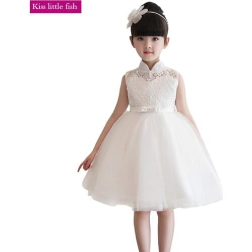 Free shipping 2019 new Chinese style collar short flower girl dresses for weddings Vestidos de flores
