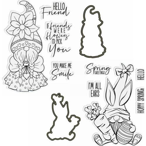 Bearded Gnome Sending Spring Greetings Stamps And Dies 2021 For DIY Scrapbooking Album Paper Cards Stamps And Die Sets