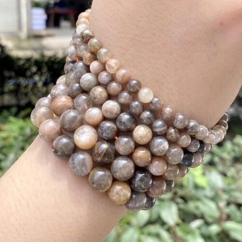 6/8/10mm Natural Gray Sunstone Beads Round Loose Spacer Beads Stone For Jewelry Making Diy Necklace Bracelet Accessories