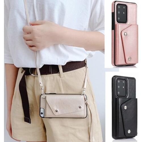 Wallet strap case for samsung galaxy S20ultra A10 A20 A50 A70 A90 A10S A20E S10 A51 A71 A81 A91 card shoulder lanyard A11 A21 40