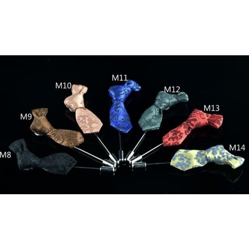 Tie Shaped Mens Lapel Pins Brooch Pin Fabric Badge For Suits Wedding Groom Business Corsage Clothing Jewelry Accessories Gifts