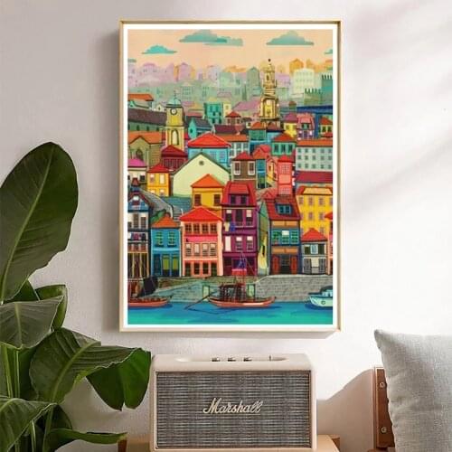 Impressionist Colorful House Poster Canvas City Landscape Building Wall Art Canvas Print Painting Picture Modern Home Decor