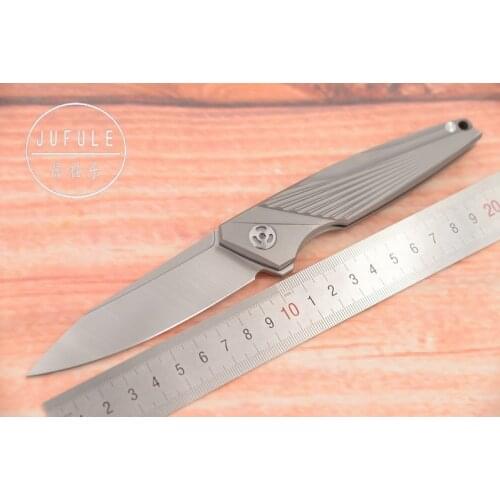 JUFULE New Original M390 blade TC4 Titanium Flipper Speeder folding camping hunting pocket fruit EDC tool dinner kitchen knife