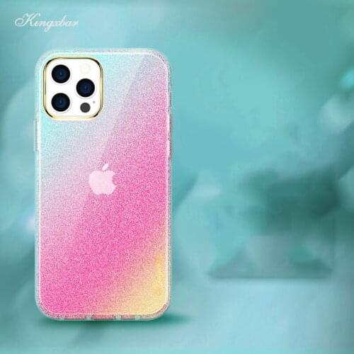 KINGXBAR Gradient Bling Phone Case for iphone 12 pro/12 pro max Shockproof Silicone Luxury 12 Hard Back Cover for Men and Women