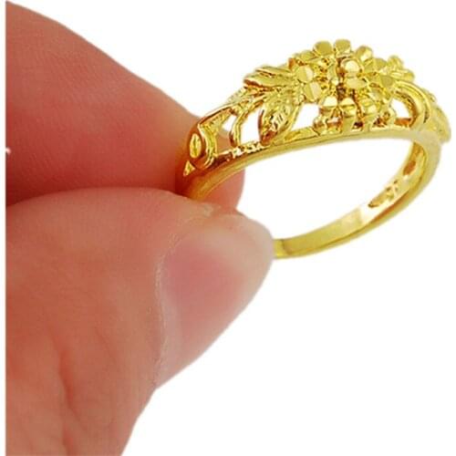 Exquisite Flower Finger Ring Gold Color Brand Fashion Jewelry Ring Anel For ValentineS Day Gifts R009