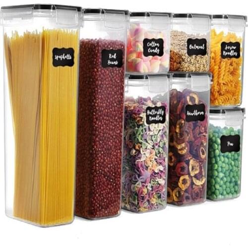 4/8/10 Pieces Set Kitchen Food Storage Box Vacuum Lid Food Organizer Container Transparent Sealed Cans Plastic Clear Container