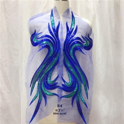 Large Sequins Lace Applique For Bridal Wedding Dress Patches DIY Material CRAFT