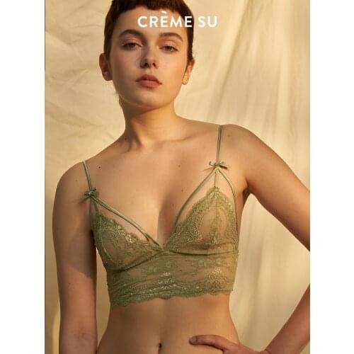 Cremesu Girls Heart Series Lace Bra Wireless Underwear Womens Small Chest Triangle Cup bra women pink bra women bra