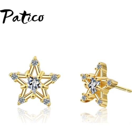 Fashion Women 925 Sterling Silver Geometric Metal Cubic Zircon Design Stud Earrings Korean Concise Ear Jewelry Easy Wear Brinco