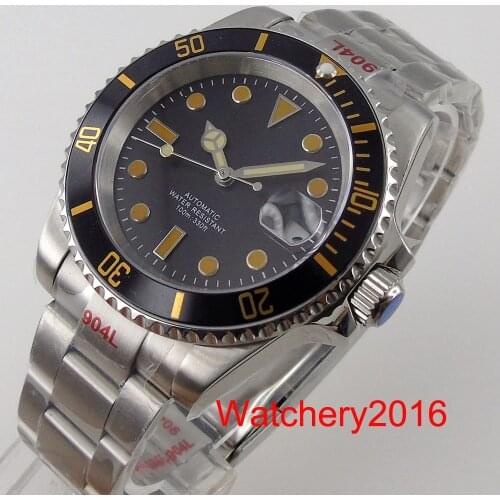 BLIGER Men Watch Sapphire Glass Business Orange Index Steel Oyster Band Slide Clasp NH35A MIYOTA 8215 Movement