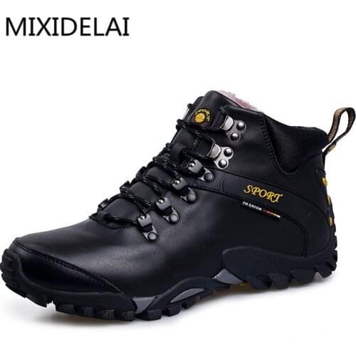 MIXIDELAI New Road Track 2020 Men Snow Boots Waterproof Men Footwear Winter Ankle Boots Fur Breathable Men Winter Shoes 3 Colors