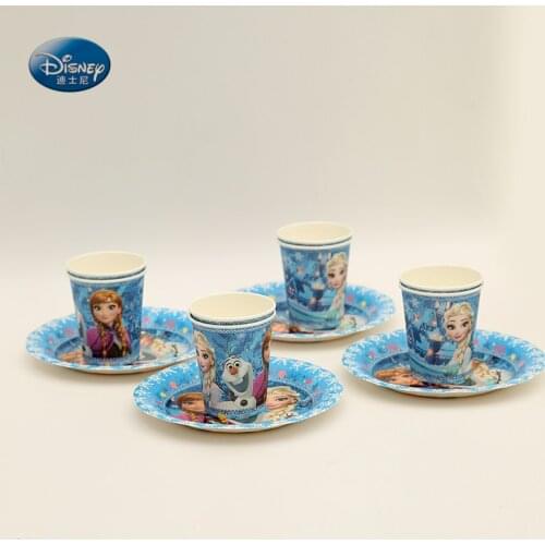 Disney Party Supplies 12pcs Frozen Queen Elsa Princess Anna Theme Kids Birthday Party Decoration Tableware set plate+cup
