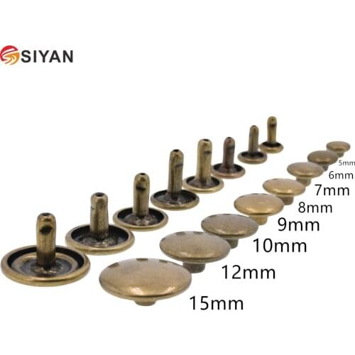 100set Sided Cap Rivet Tubular Metal Leather Craft Repairs Studs Punk Spike Decor