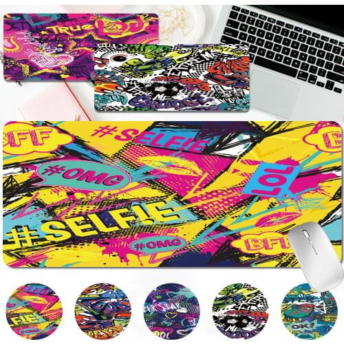 Anti-slip Gaming Mouse Pad Large Computer Mousepad Graffiti Pattern Leather Office Computer Mousepad 30x80CM/30x60CM Mause Mat