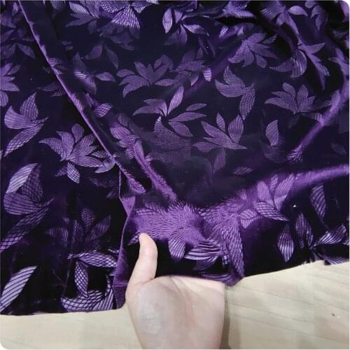 New Elastic Deep Purple Jacquard Embossed Gold Velvet Cheongsam Dress Upper Garment Fabric