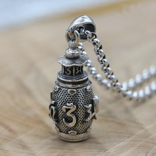 Necklaces for Women Jewelry Fashion Retro S925 Silver Necklaces Pagoda Lettering Good Luck Pendant Charms Lucky Wholesale