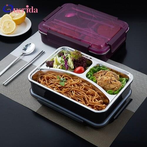 Portable Leakproof Lunch Box 304 Stainless Steel With Compartments Kids Office School Bento Box Tableware Food Containers
