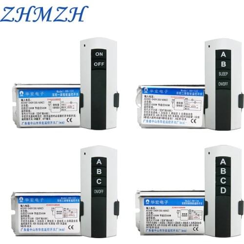 AC220V 4 Ways 5 Sections Crystal Lamp Remote Control Switch 1 Way 2 Sections Wireless Remote Controls with Delay Through-wall