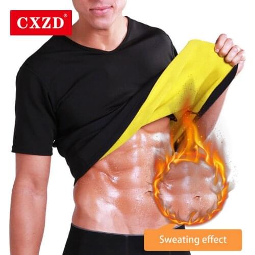 CXZD Men Compression Slimming Shirt Short Sleeve mens Neoprene Clothing Shirt Slim Weight Loss Workout Shirt Corsets