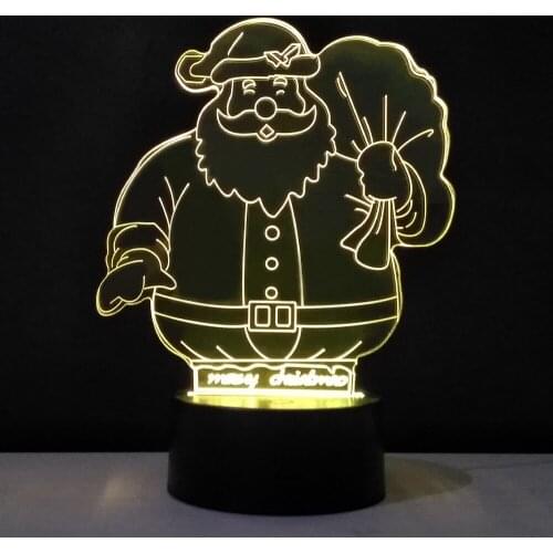 Santa Claus 3D Visual Night Light Christmas Figure LED USB Table Lamp 7 Colors Changeable Atmosphere Luminaria Veilleuse Enfant
