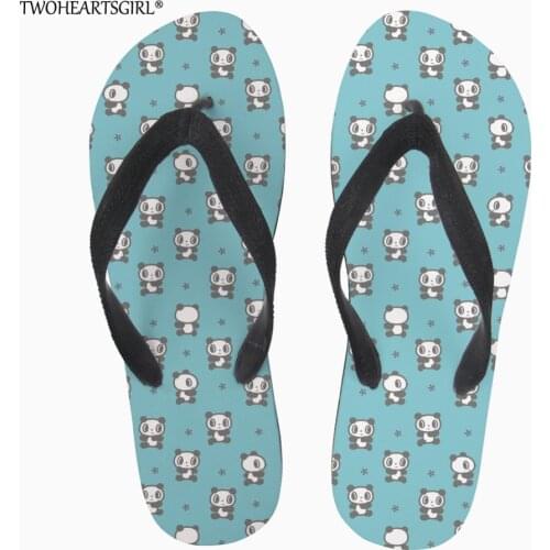 Twoheartsgirl Lightweight Women Girls Cute Panda Flip Flops Soft Female Ladies Home Flats Slippers Flipflops Custom Shoes