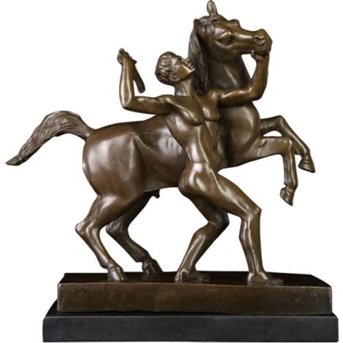 ArtsHom DS-597 Bronze Art Decor Horse trainer With Runaway Horse Statue Sculpture Horse Figurines For Racecourse Decoration