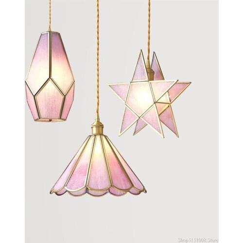 Modern Pendant Lights Pink Girl Bedroom Bedside Lamp Glass Flower Hanging Lamps Home Decor Dining Room Designer Light Fixture
