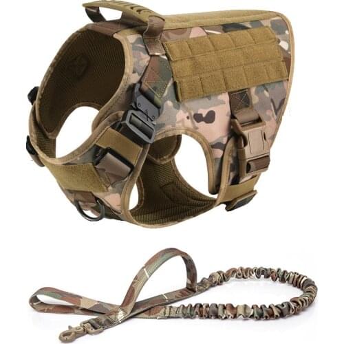 Military Tactical Dog Harness Padded Pet Training Vest Metal Buckle German Shepherd K9 Leash Set Collar Belt Small Large Big