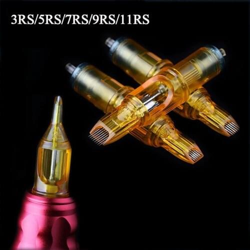 Tattoo Cartridge Needles 3/5/7/9/11RS 20Pcs Body Art Eyebrow Lip Permanent Makeup Sterilized for Power Supply Tattoo Machine Gun