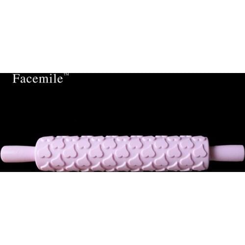 Cake Imprint Rolling Pin Pastry Dough Tool Fondant Embossed Mold Heart Shape Rolling Pin Baking Tool