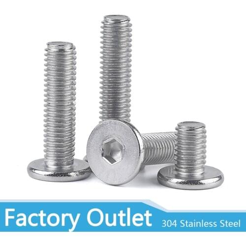 10/50pcs CM M2 M2.5 M3 M4 M5 M6 304 stainless steel Hex Hexagon Socket Ultra Thin Super Low Flat Wafer Head Allen Cap Screw Bolt