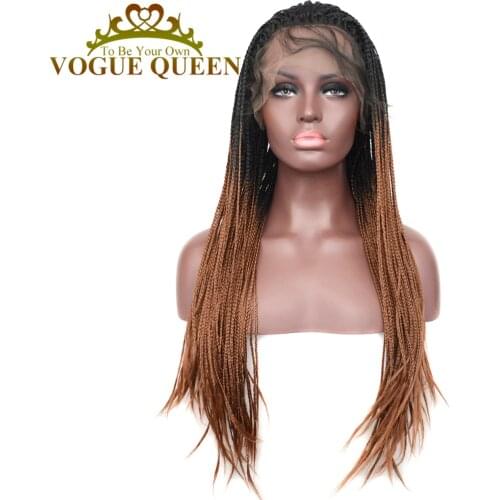 Vogue Queen T30 Braided Synthetic Lace Front Wig Two Tone Ombre Braided Heat Resistant Fiber For Women
