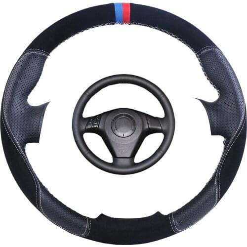 Suede Artificial Leather Car Steering Cover For Old Mazda 3 Mazda 5 Mazda 6 2003-2009 Hand-Stitched Custom Auto Steering Braid