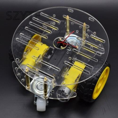 1Set 2WD Mini Round Double-Deck Smart Robot Car Chassis DIY Kit Tracing Strong Magnetic Motor Car rt-4