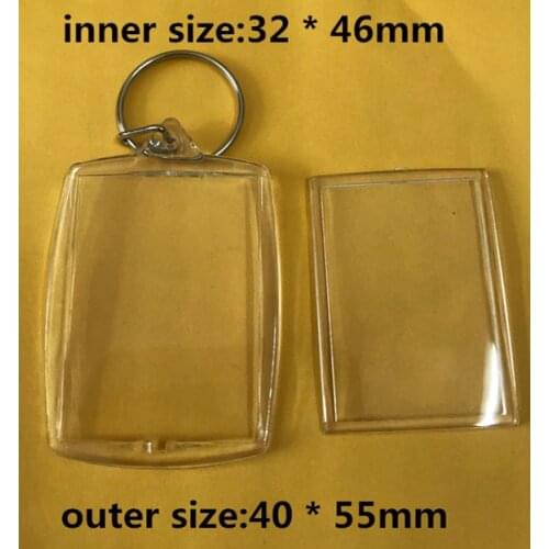 1pc Rectangular arc Blank Acrylic Keychains Insert Photo plastic Keyrings accessories