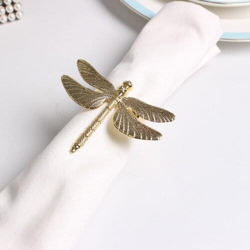 10pcs Nordic style wedding high-grade dumb gold dragonfly napkin buckle napkin ring